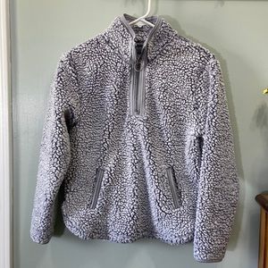 Cuddly Sherpa Pullover Girls Grey Jacket Size 14/16